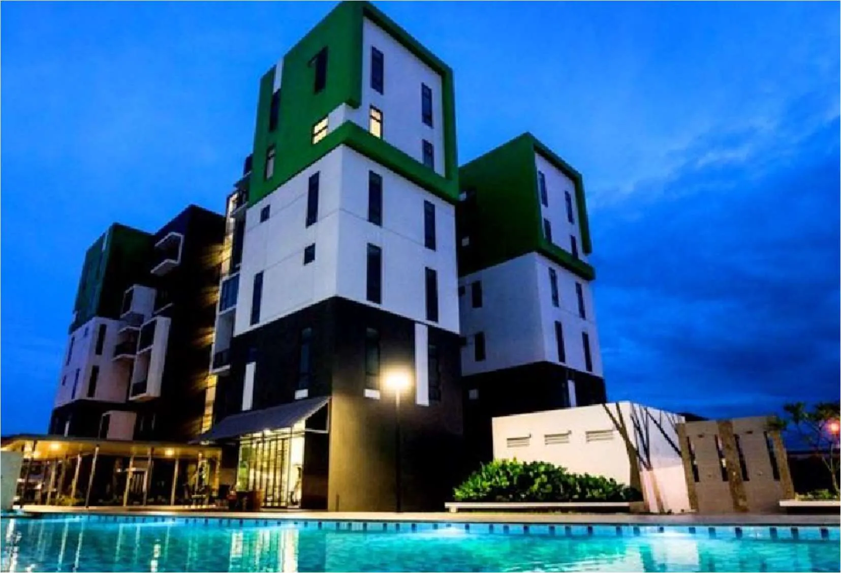 The cube night view
